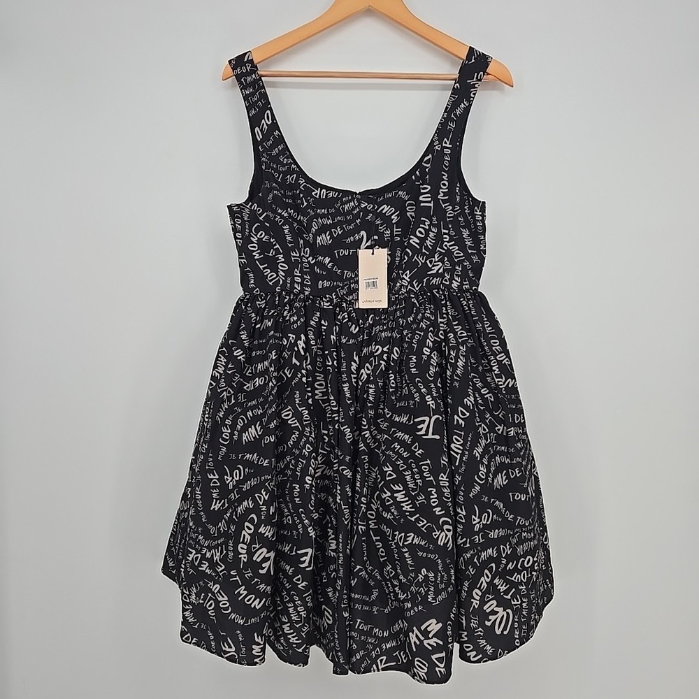 NWT $525 Cinq a Sept Size 8 A-line Mini Dress Script Love Romantic Flirty Summer